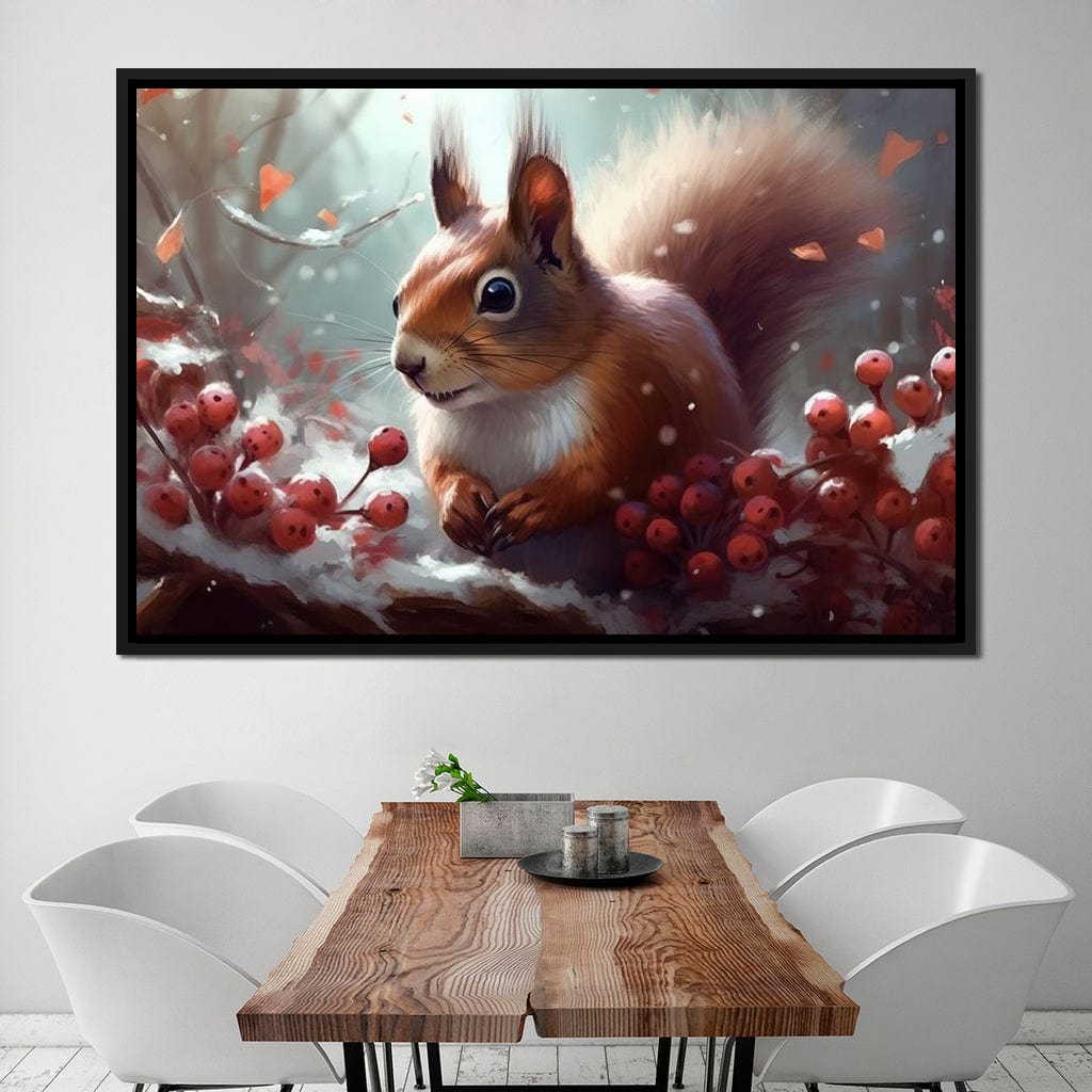 Winter Squirrel Canvas Wall Art