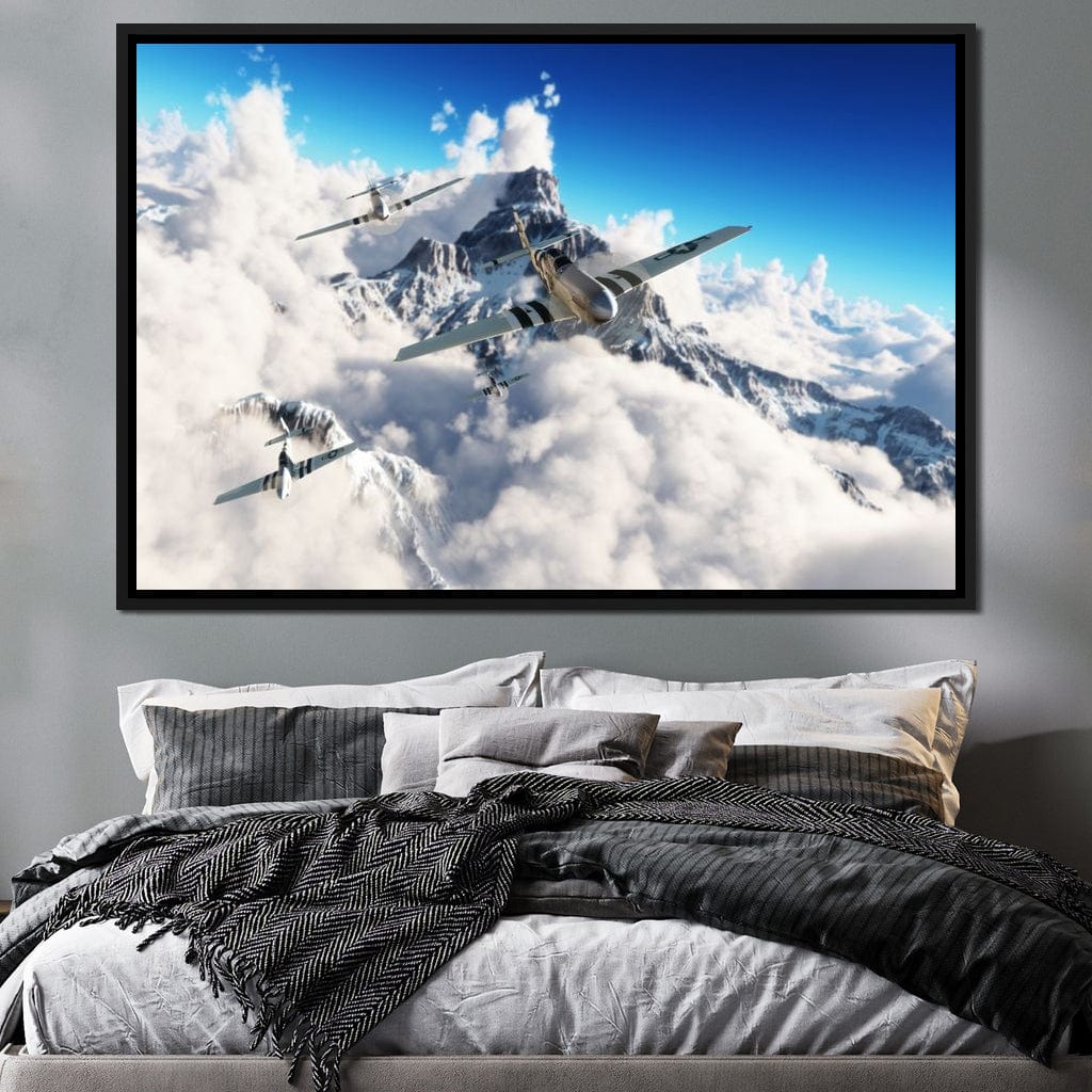 P51 Mustangs Winter Squadron Canvas Wall Art