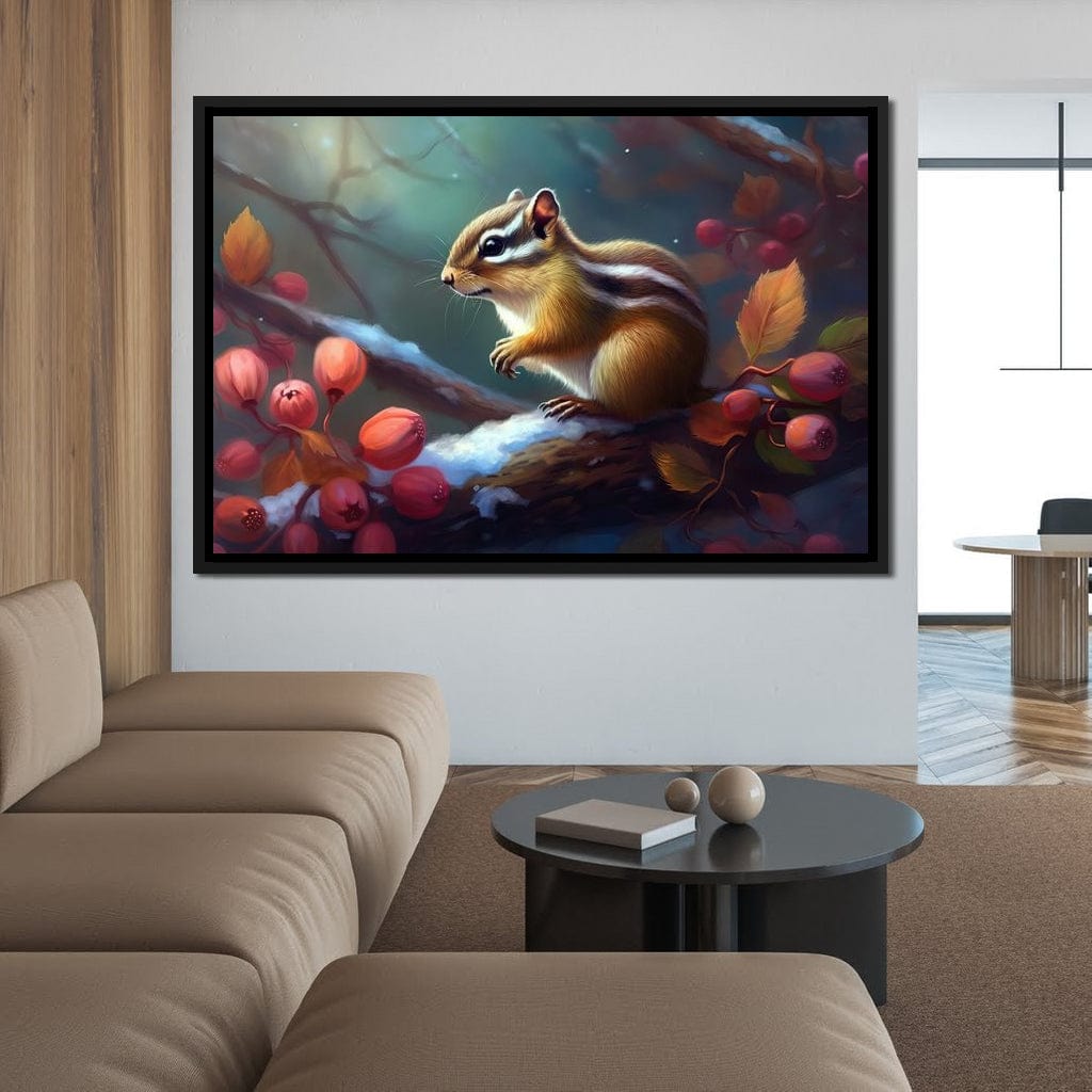 Winter Chipmunk Canvas Wall Art