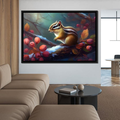 Winter Chipmunk Canvas Wall Art