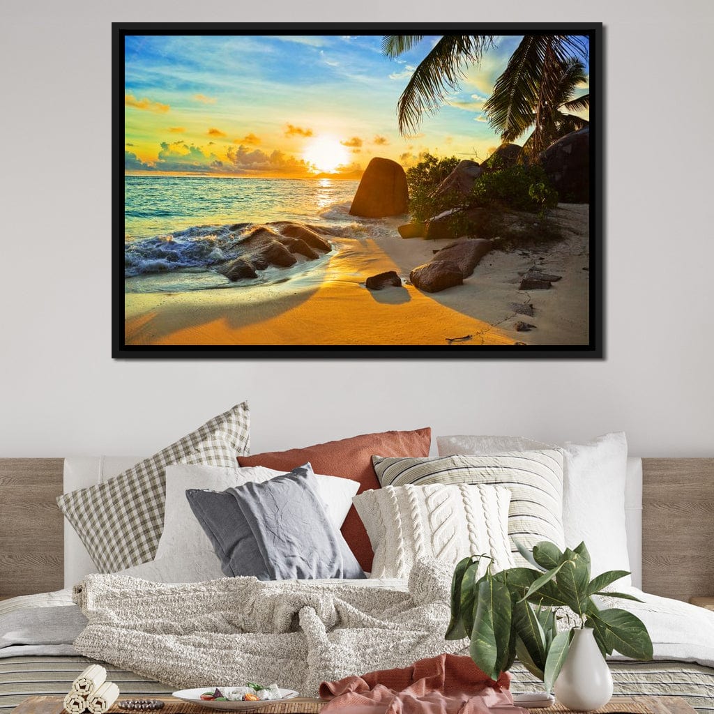 Natural Beach Sunset Canvas Wall Art