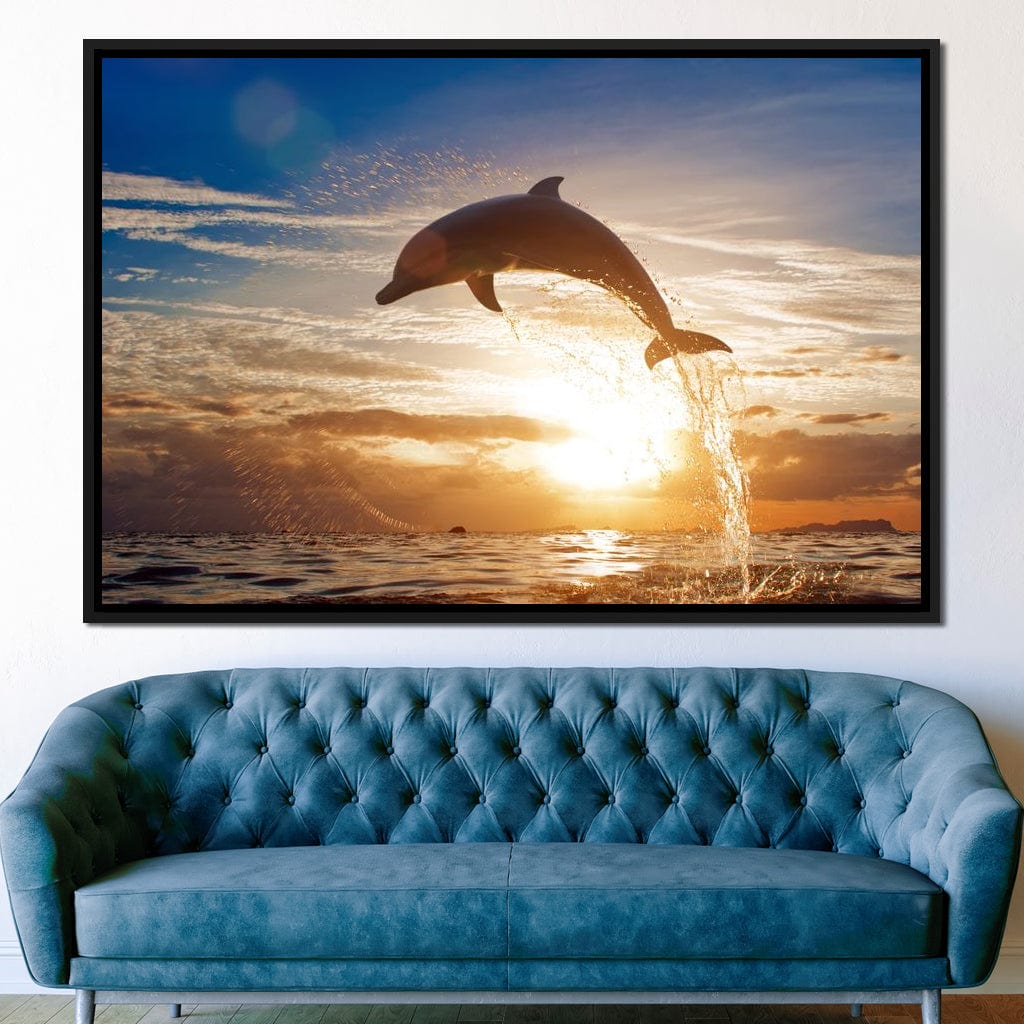Leaping Dolphin Canvas Wall Art