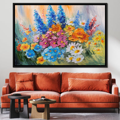 Abstract Bouquet of Spring Flowers Canvas Wall Art