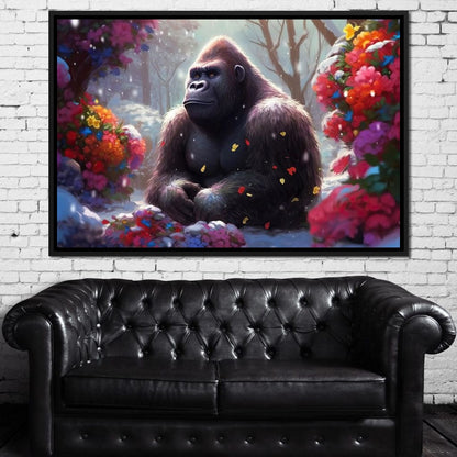 Winter Gorilla Canvas Wall Art