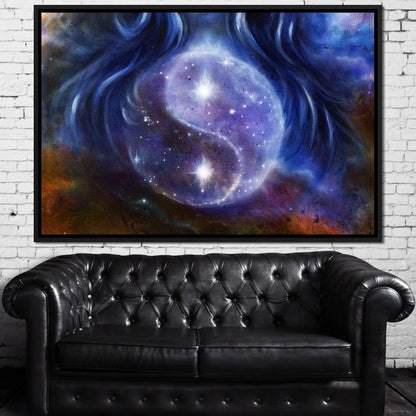 Yin Yang Stars Canvas Wall Art