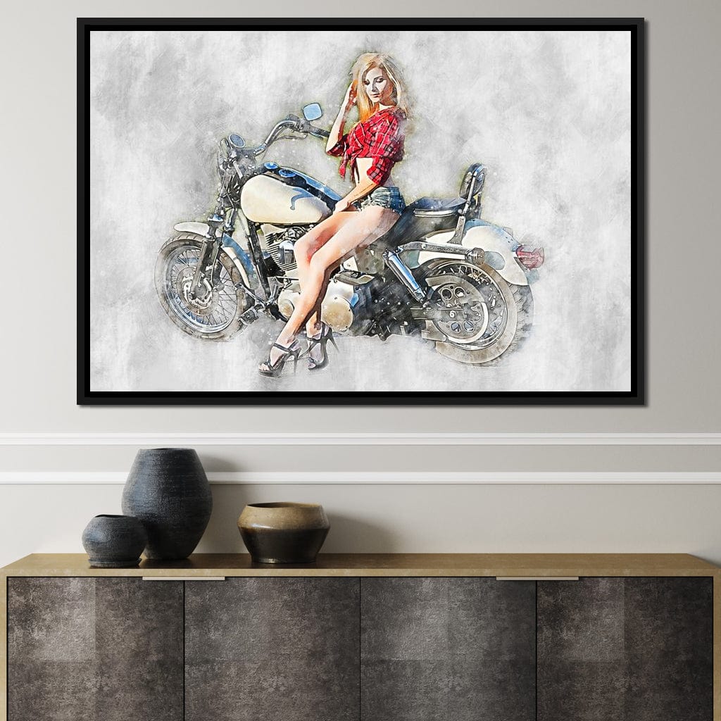 Girl Motorcycle - Mateo Canvas Wall Art