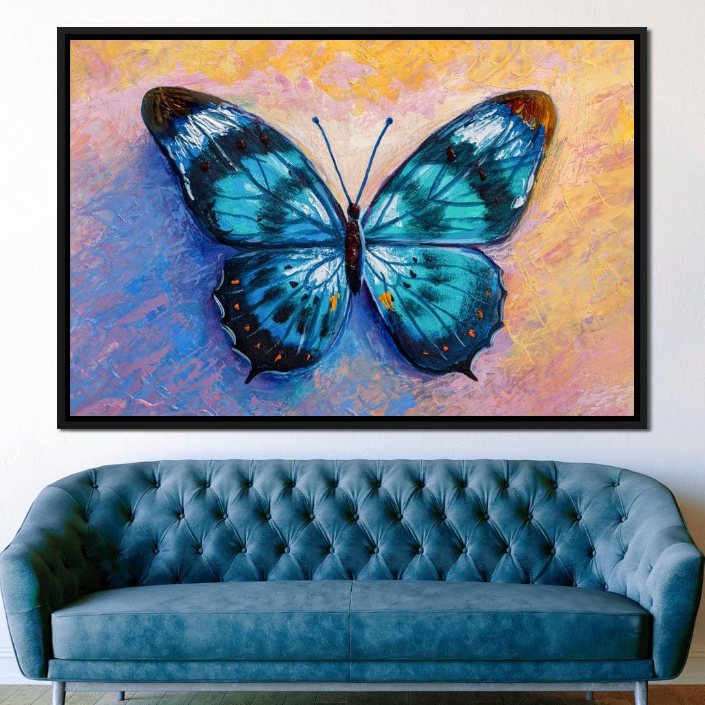 Light Blue Butterfly Canvas Wall Art