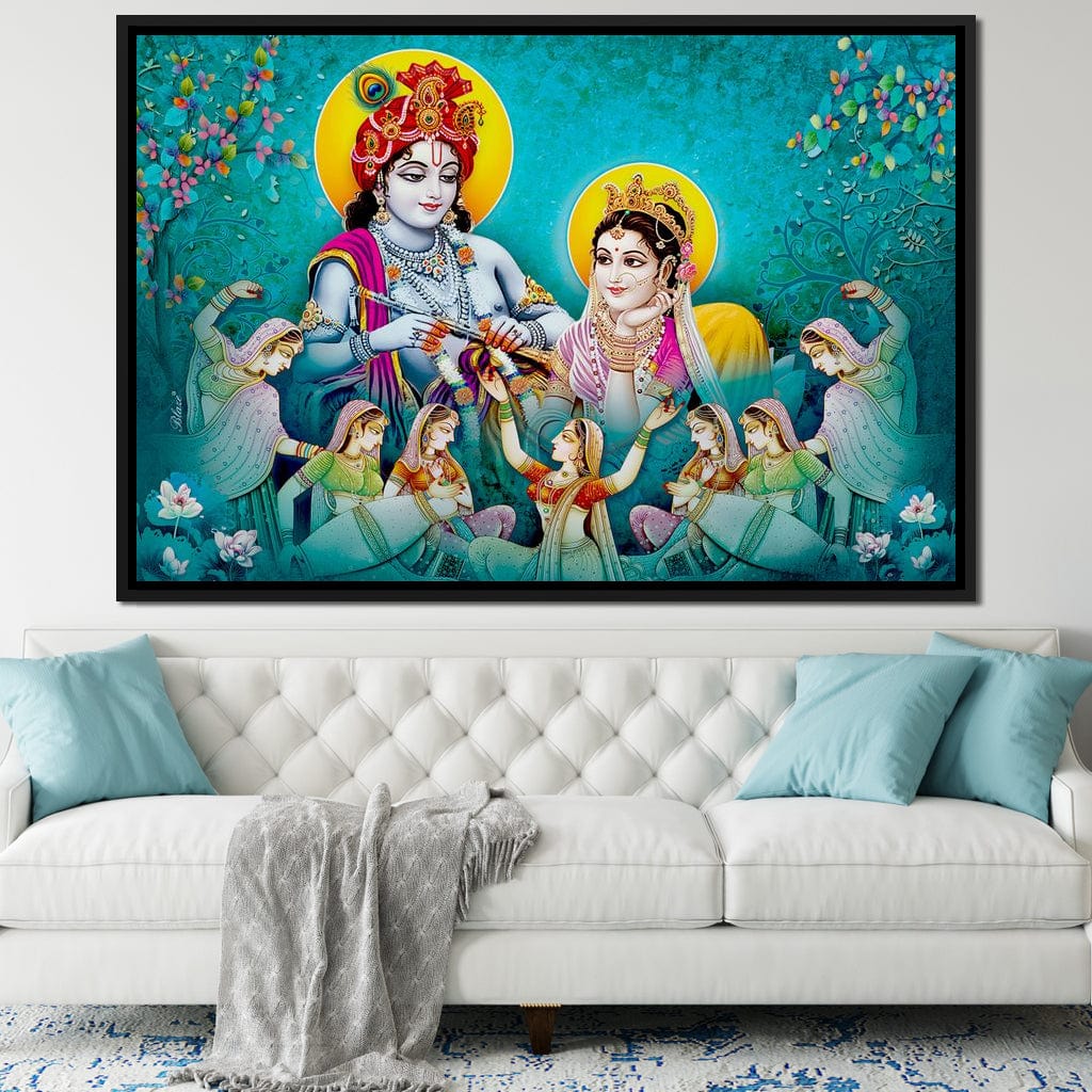 Lord Radha & Krishna Love Song Canvas Wall Art