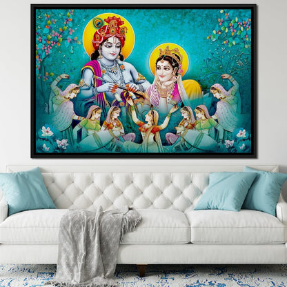 Lord Radha & Krishna Love Song Canvas Wall Art