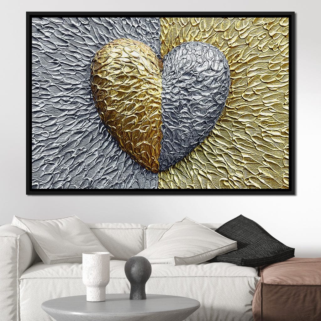 Due Color Heart Canvas Wall Art