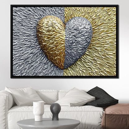 Due Color Heart Canvas Wall Art
