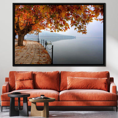 Lakeshore by Fall Canvas Wall Art