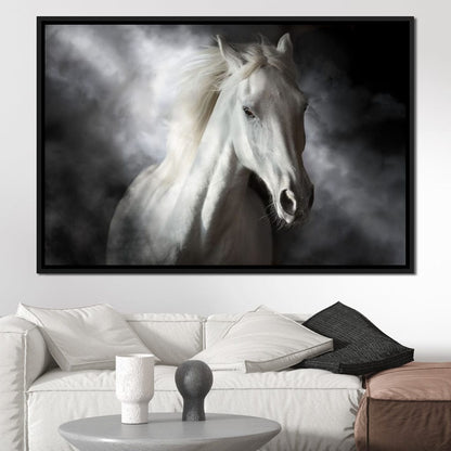 White Stallion Canvas Wall Art