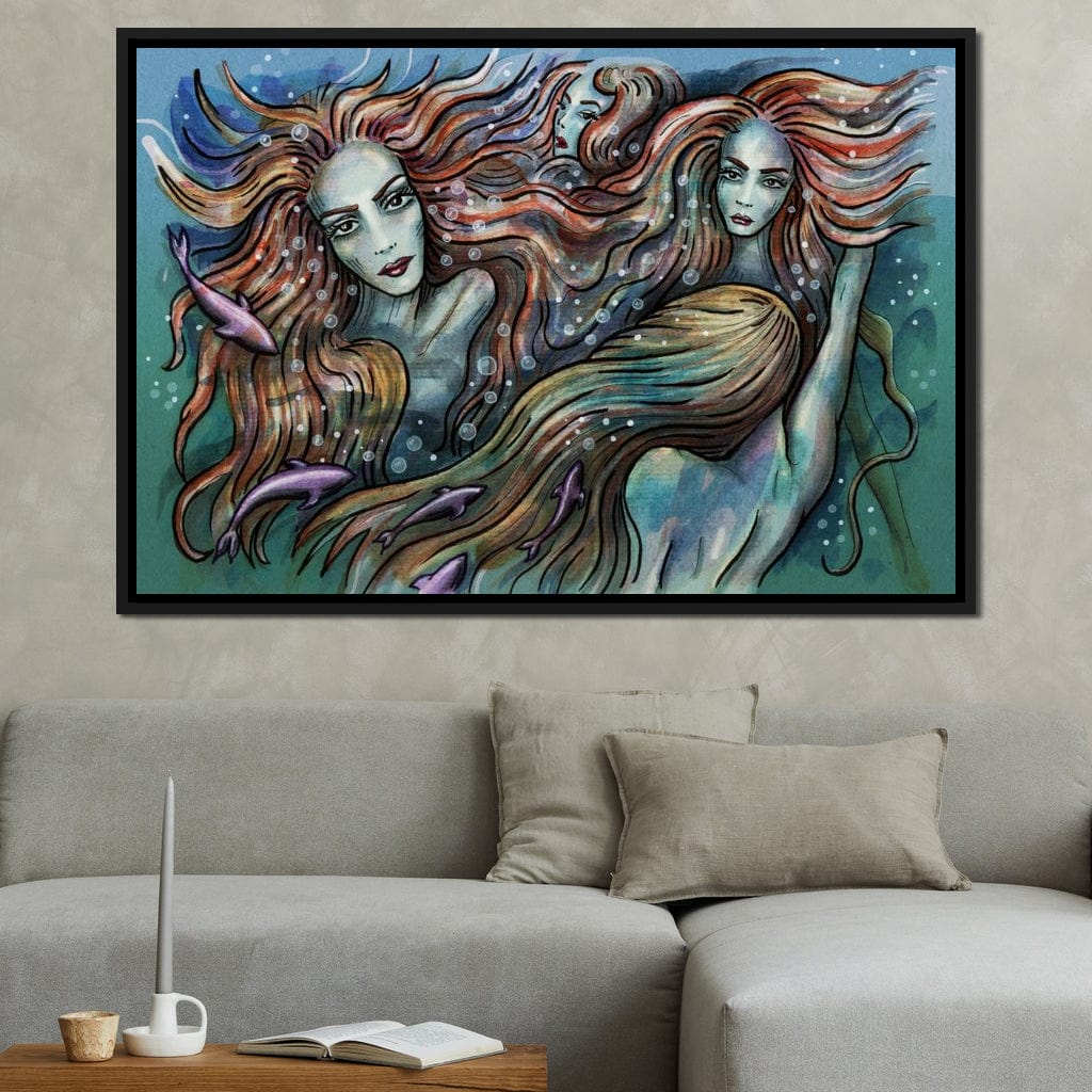 The 4 Mermaids Canvas Wall Art