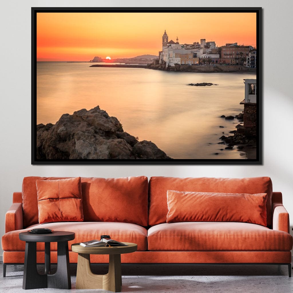 Sunset over Sitges Canvas Wall Art
