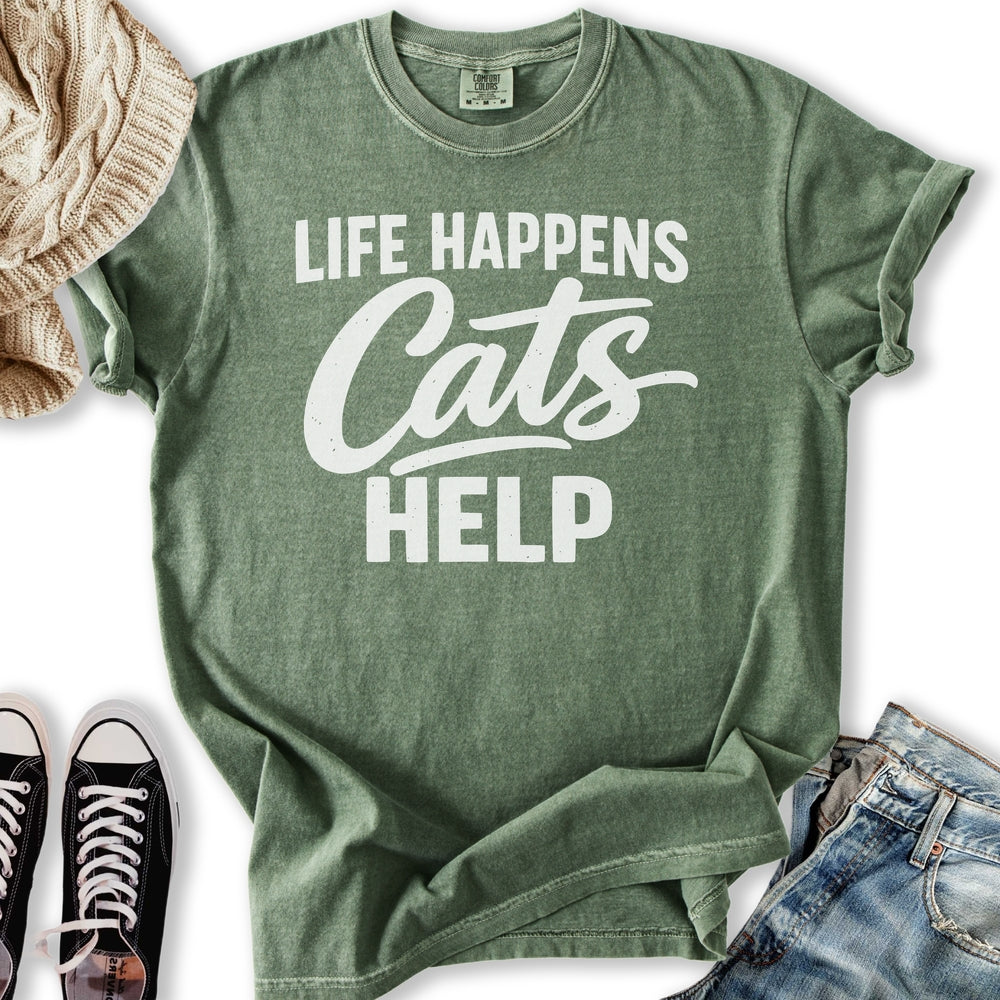 Life Happens Cats Help Relaxed Tee