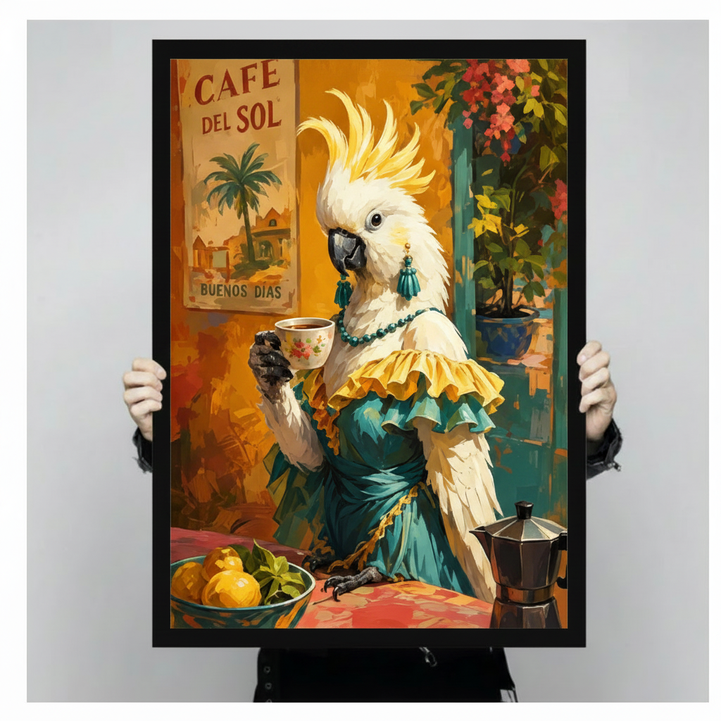 Tropical Cockatoo Cafe Canvas Wall Art