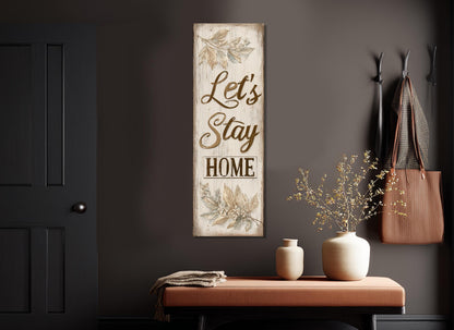 Let's Stay Home Canvas Rustic Framed Canvas Print - Cozy Wall Decor Ready to Hang