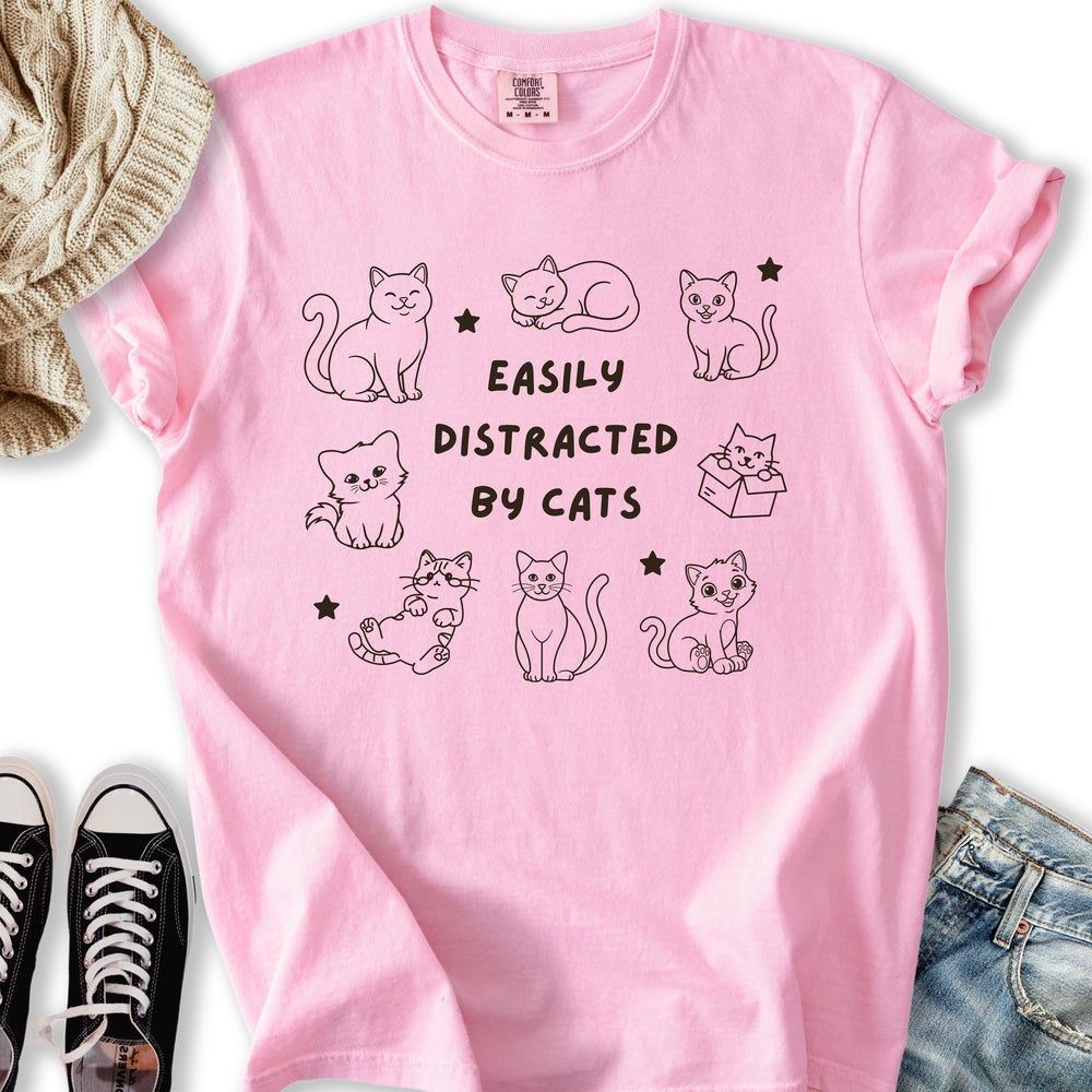 Distracted by Cats Relaxed Tee