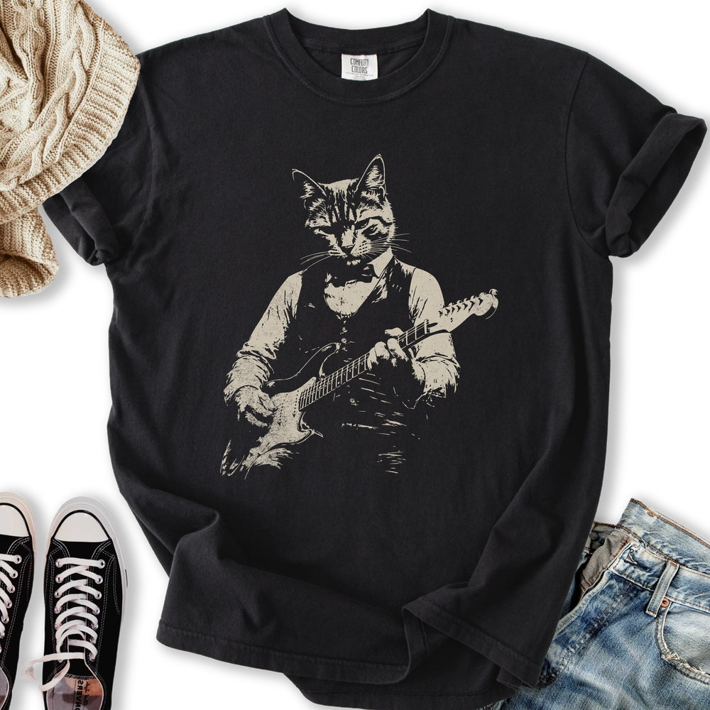 Cat Jammer Guitarist Relaxed Tee