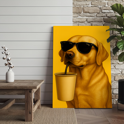 Dog Cool Drink 3D Wrapped Canvas Wall Art