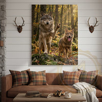 Wolf Duo Canvas - Wilderness Wildlife Comedy Scene Decor