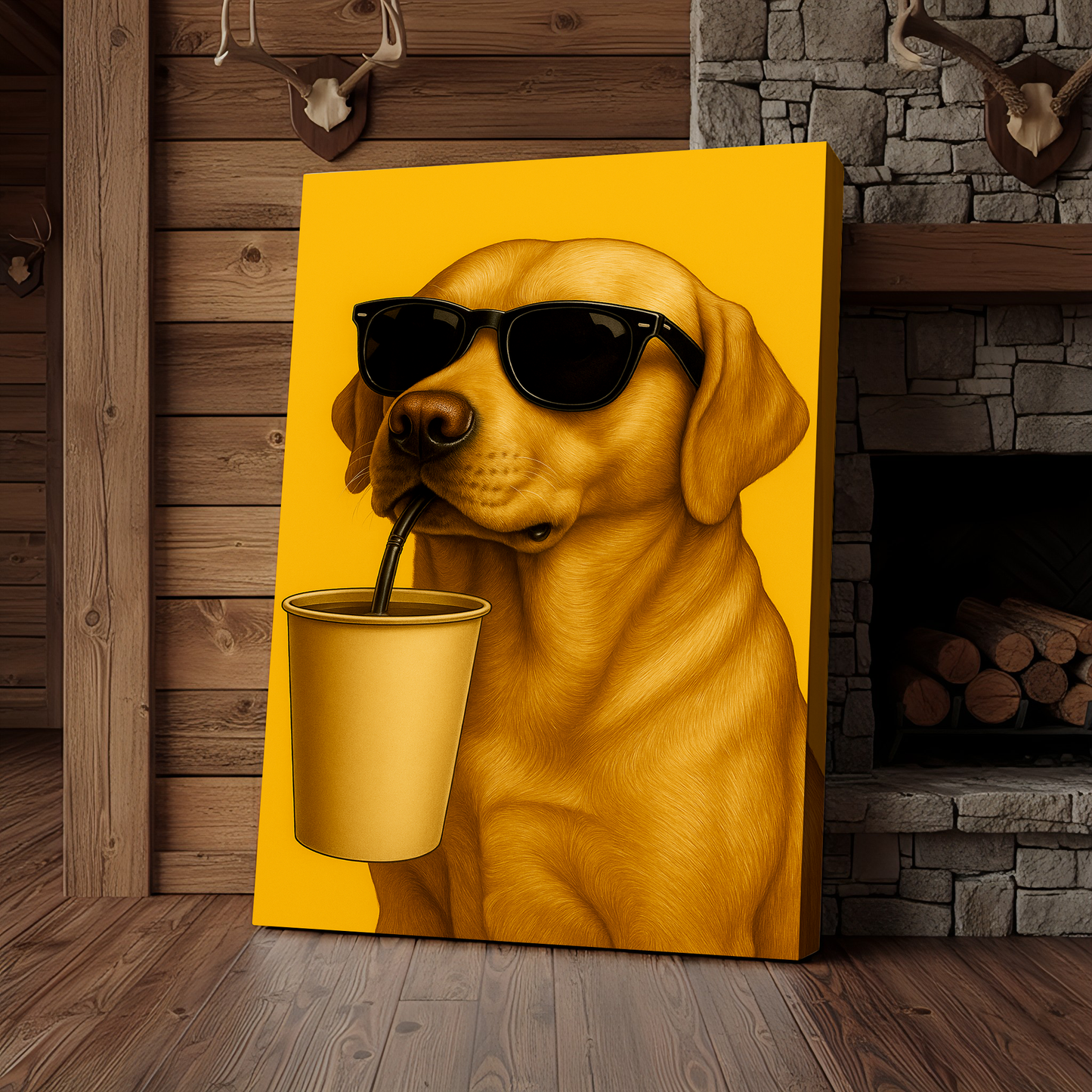 Dog Cool Drink 3D Wrapped Canvas Wall Art
