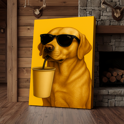 Dog Cool Drink 3D Wrapped Canvas Wall Art