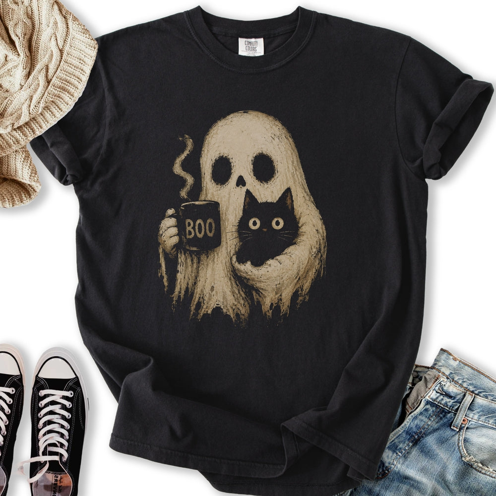 Boo Ghost Cat Relaxed Tee