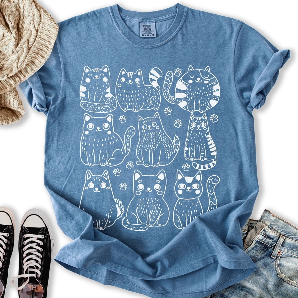 Line Art Cats Relaxed Tee