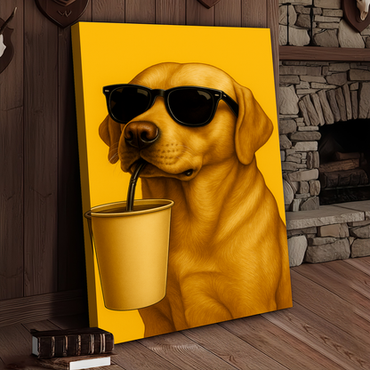 Dog Cool Drink 3D Wrapped Canvas Wall Art