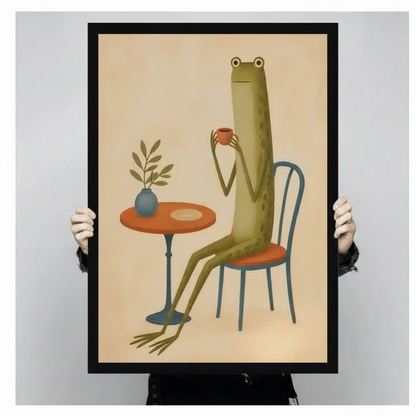 Chill Frog Coffee Retro Vintage Canvas Art Wall Art