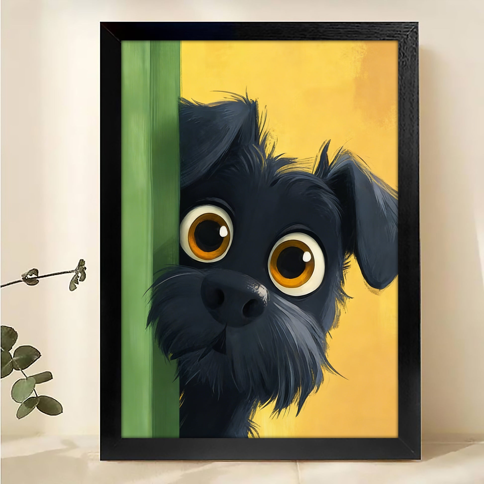 Mysterious Black Dog Minimalist Canvas Art - Sleek Canine Wall Decor