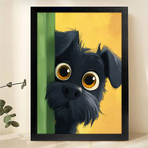 Mysterious Black Dog Minimalist Canvas Art - Sleek Canine Wall Decor