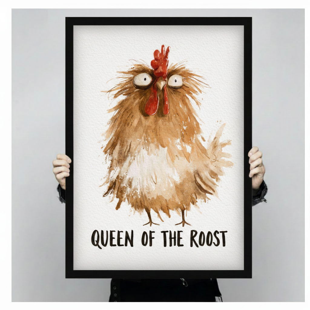 Queen of the Roost Funny Chicken Canvas Art Wall Art