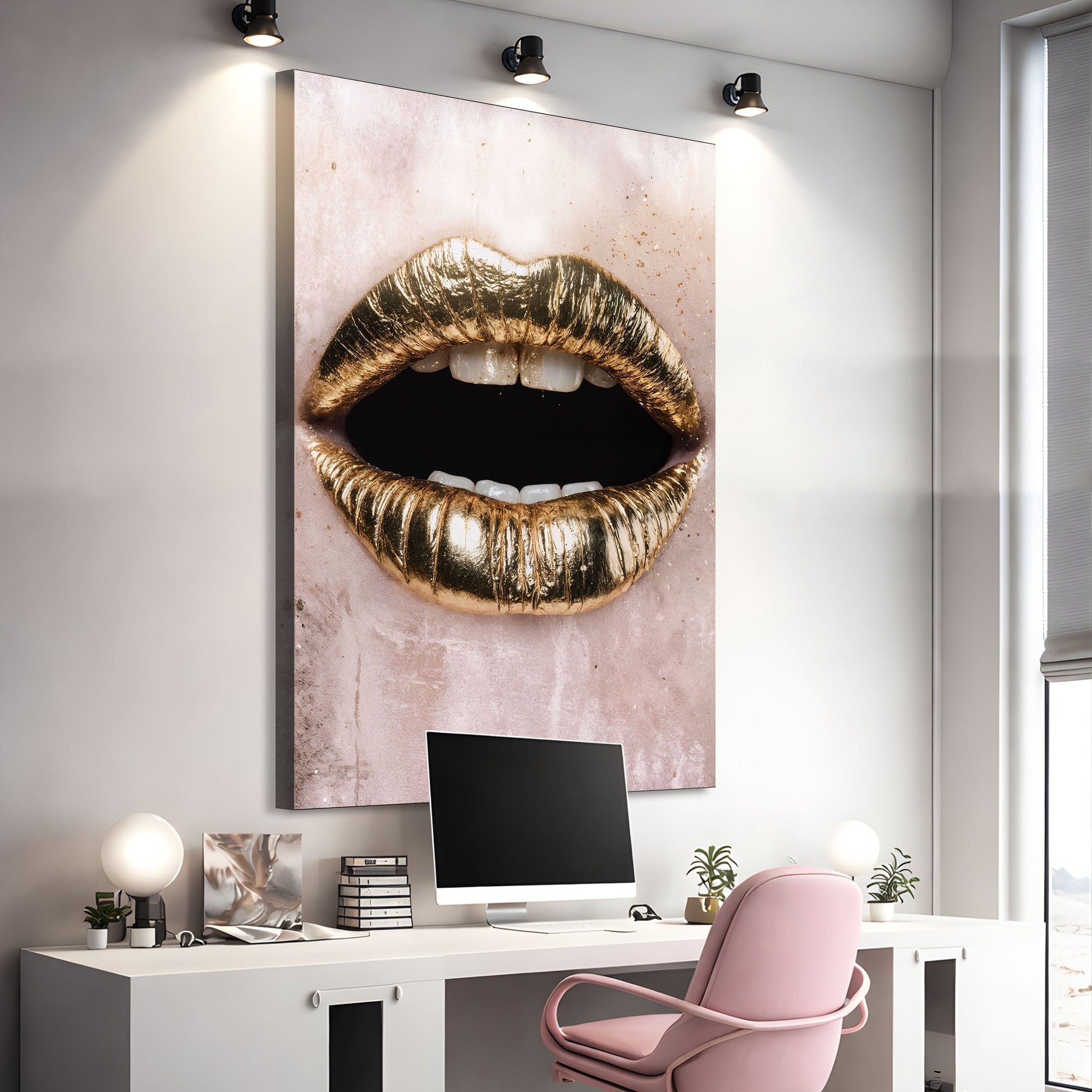 Golden Lips Wall Art