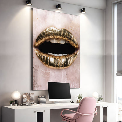 Golden Lips Wall Art