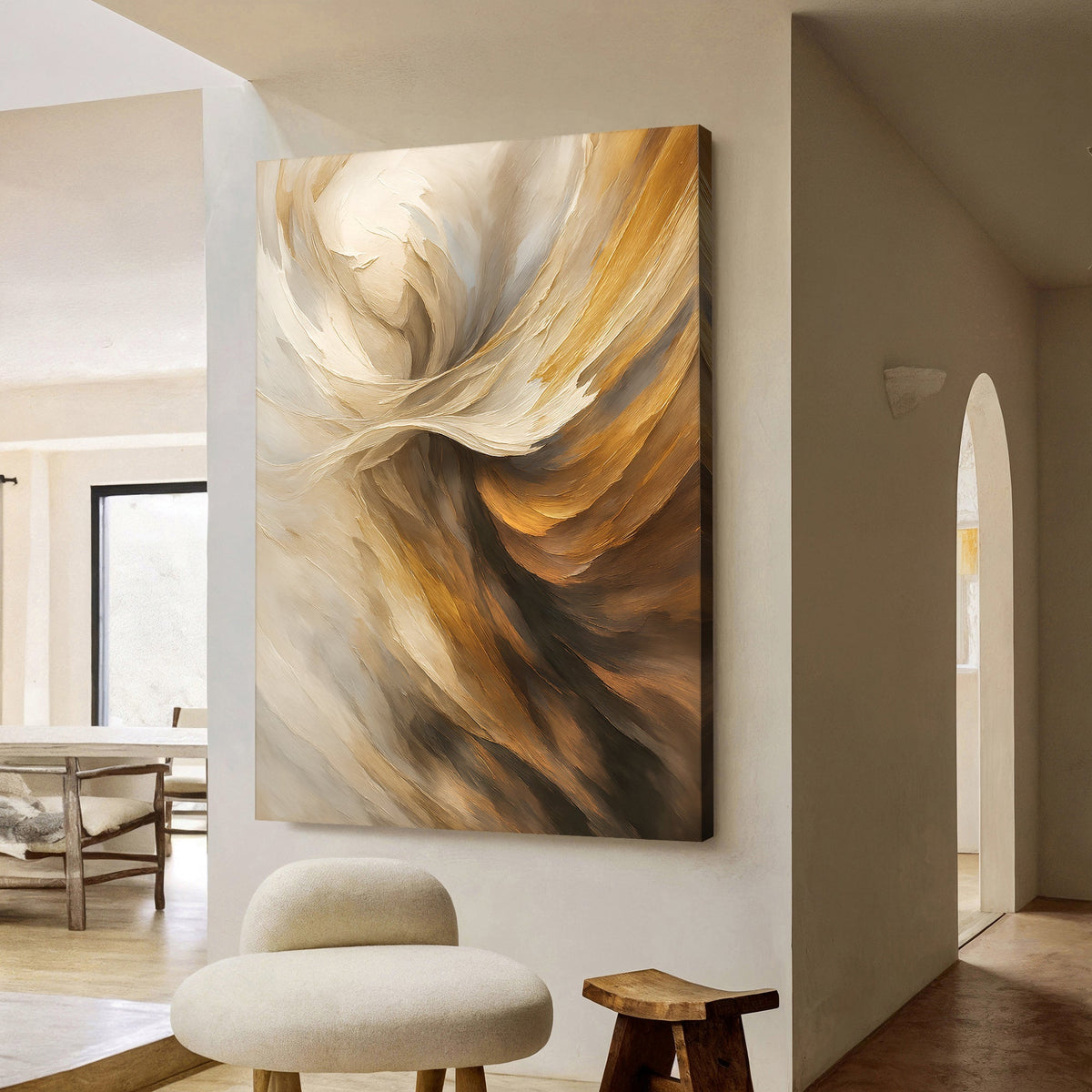 Taupe Tides Abstract Wall Art