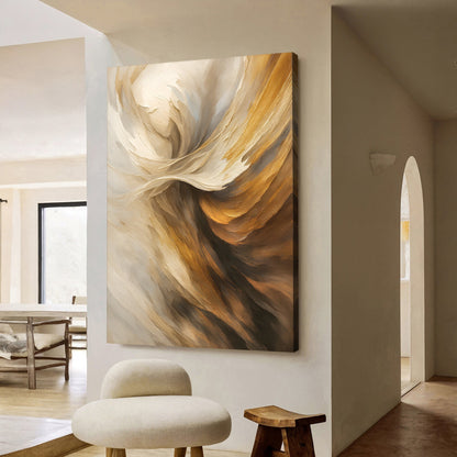 Taupe Tides Abstract Wall Art