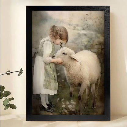 Pastoral Sheep Figure Canvas Wall Art - Rustic Home Decor