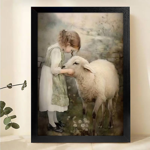 Pastoral Sheep Figure Canvas Wall Art - Rustic Home Decor