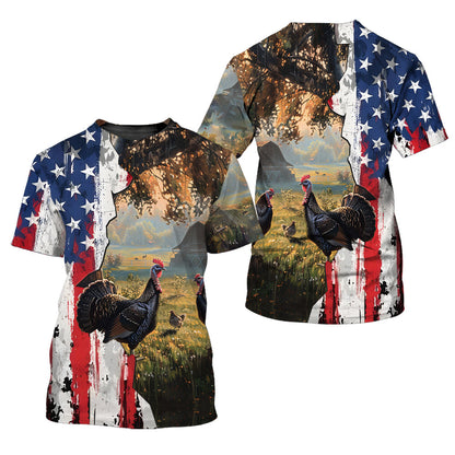 Realistic Patriotic Turkey Peaceful All Over Print Shirt