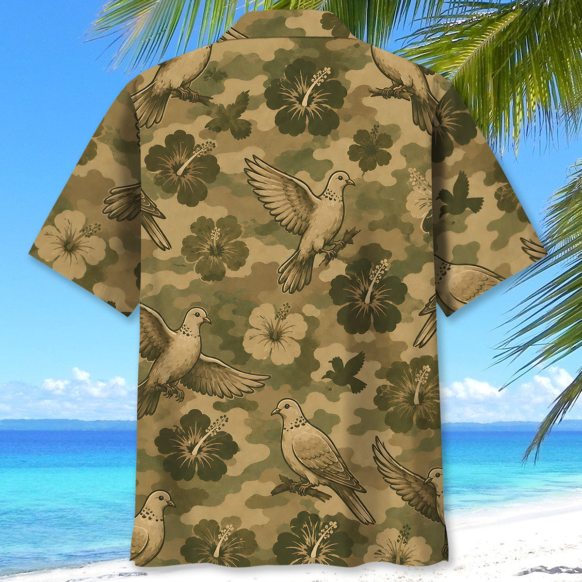 Wild Dove Hibiscus Camouflage Hawaiian Shirt