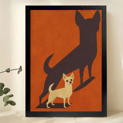 Chihuahua Silhouette Wall Art – Modern Orange Dog Canvas Print (Unframed, Rolled)