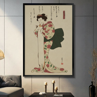 Japanese Ukiyo-e Woman Cat Canvas Art Wall Art