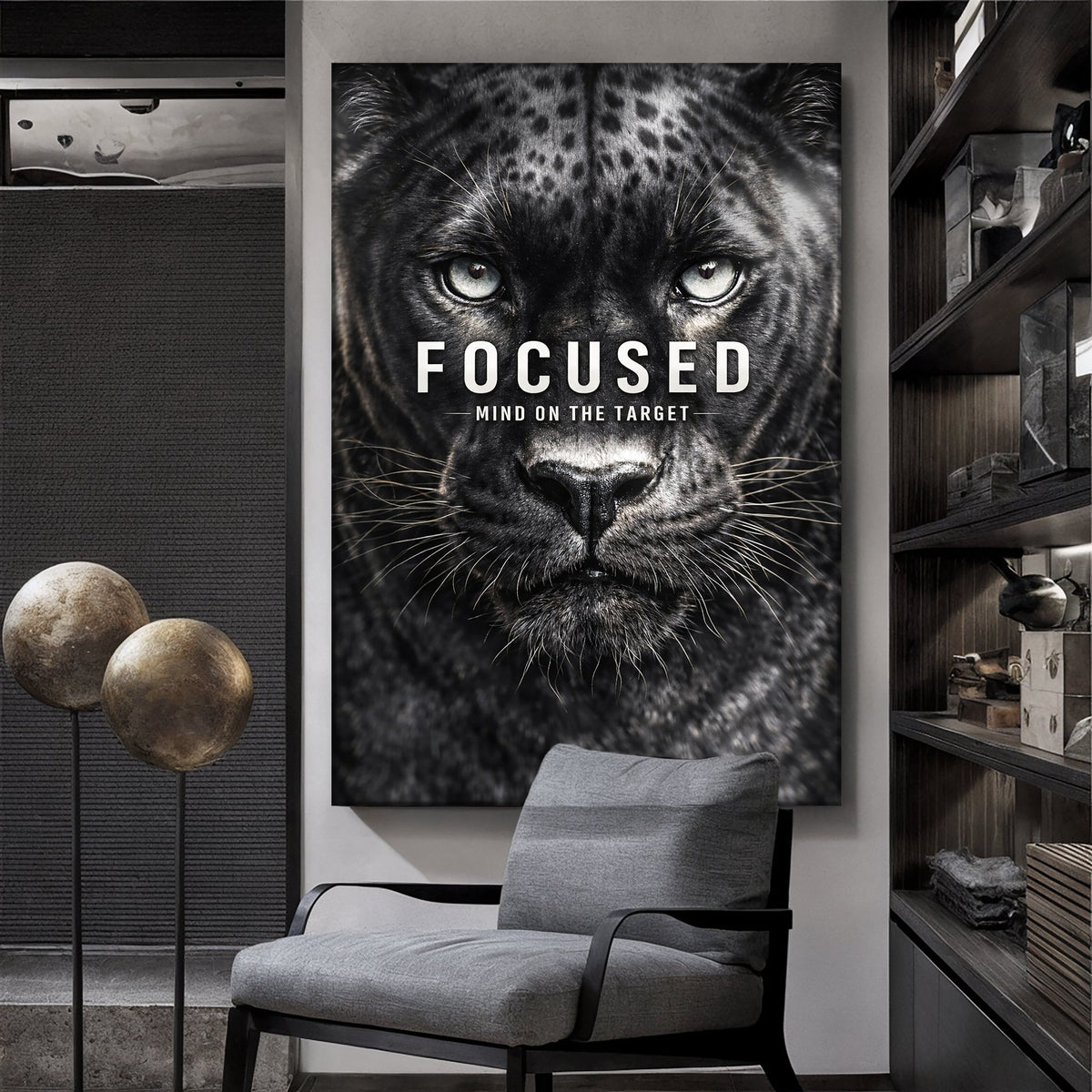 Focused Black Panther Motivational Wall Sign