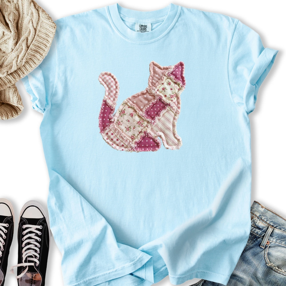 Faux Patchwork Cat Relaxed Tee