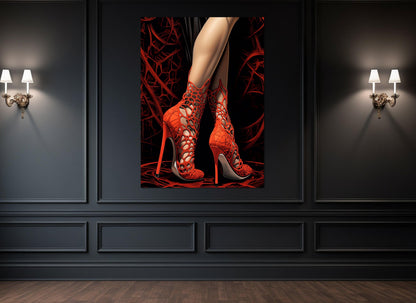 Erotic Wall Art – Sexy Woman Legs Painting on High Heels Canvas Print