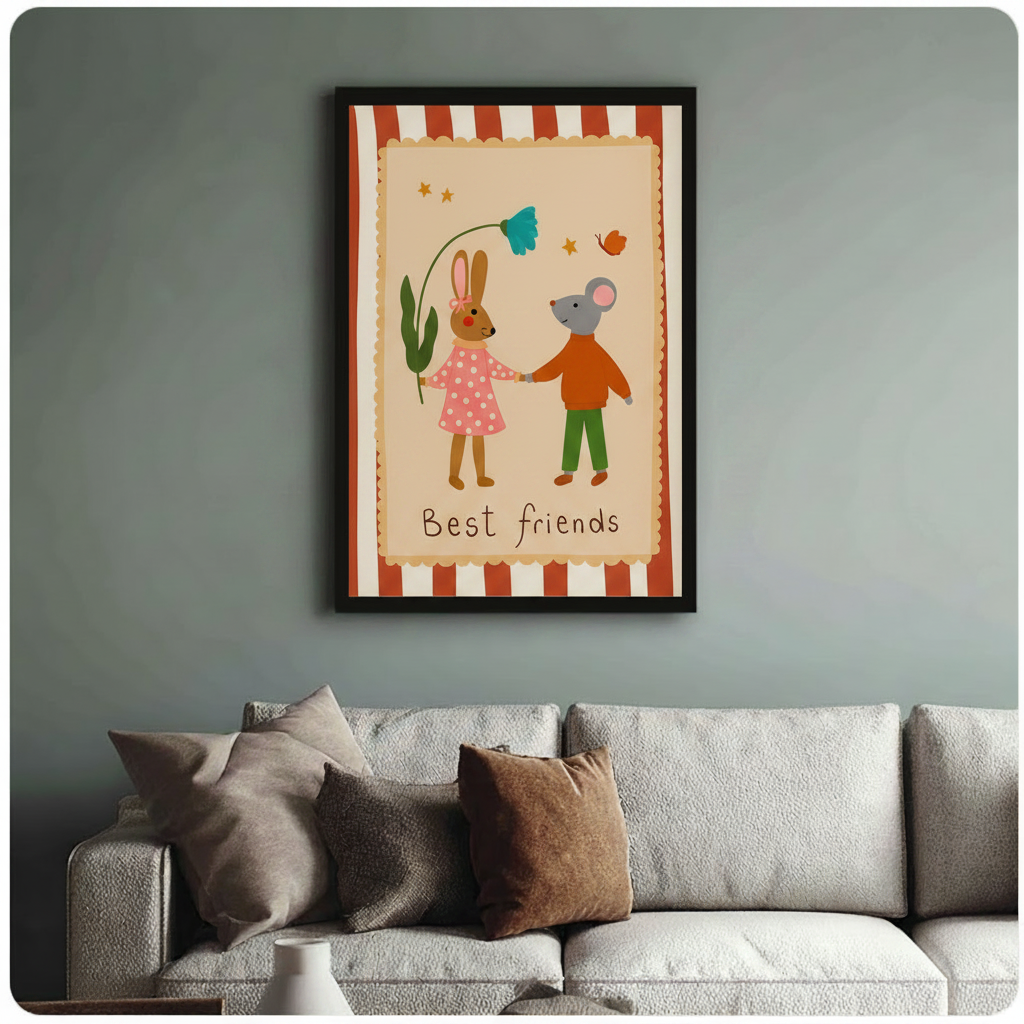 Best Friends Bunny & Mouse Canvas Wall Art