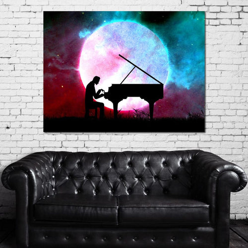 Space Pianist Canvas Wall Art